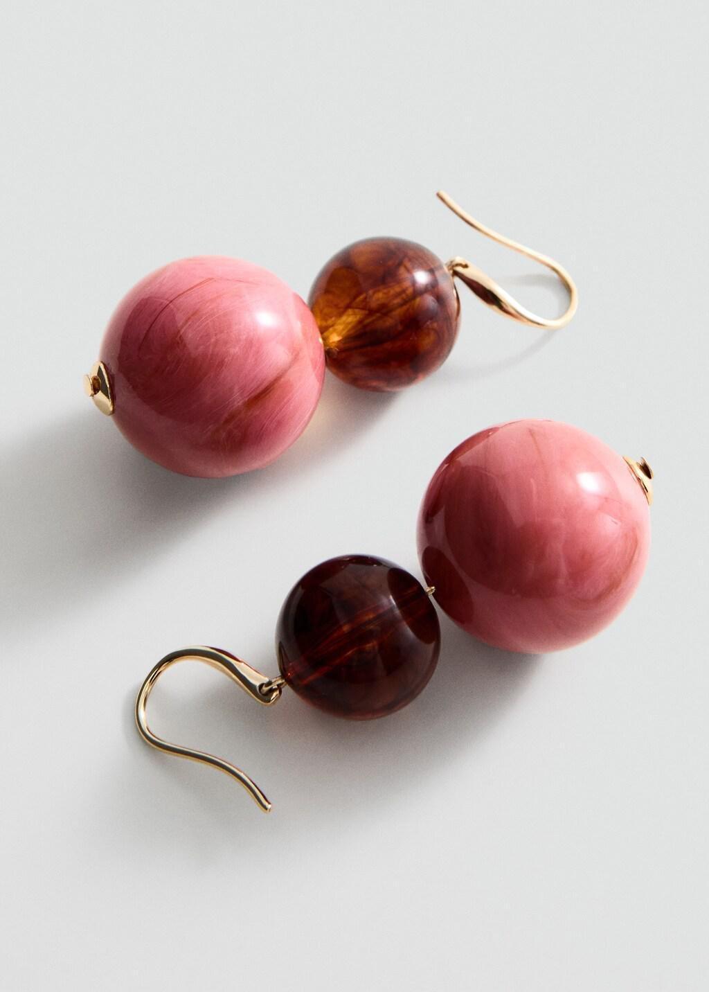 Pink Combined Bead Earrings, Light-Pastel Pink, medium