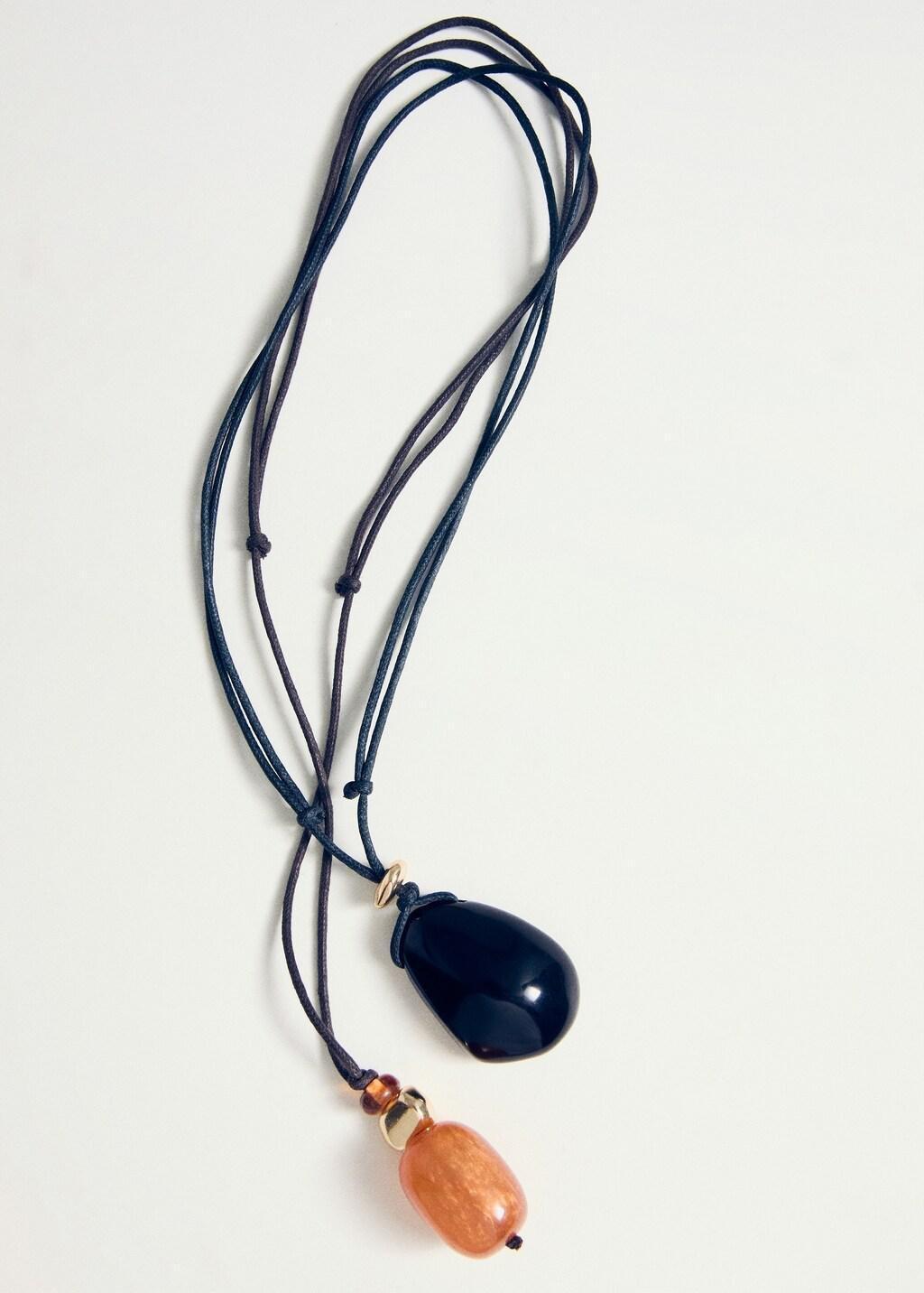 Brown Combined Double-Pendant Necklace, Brown, medium