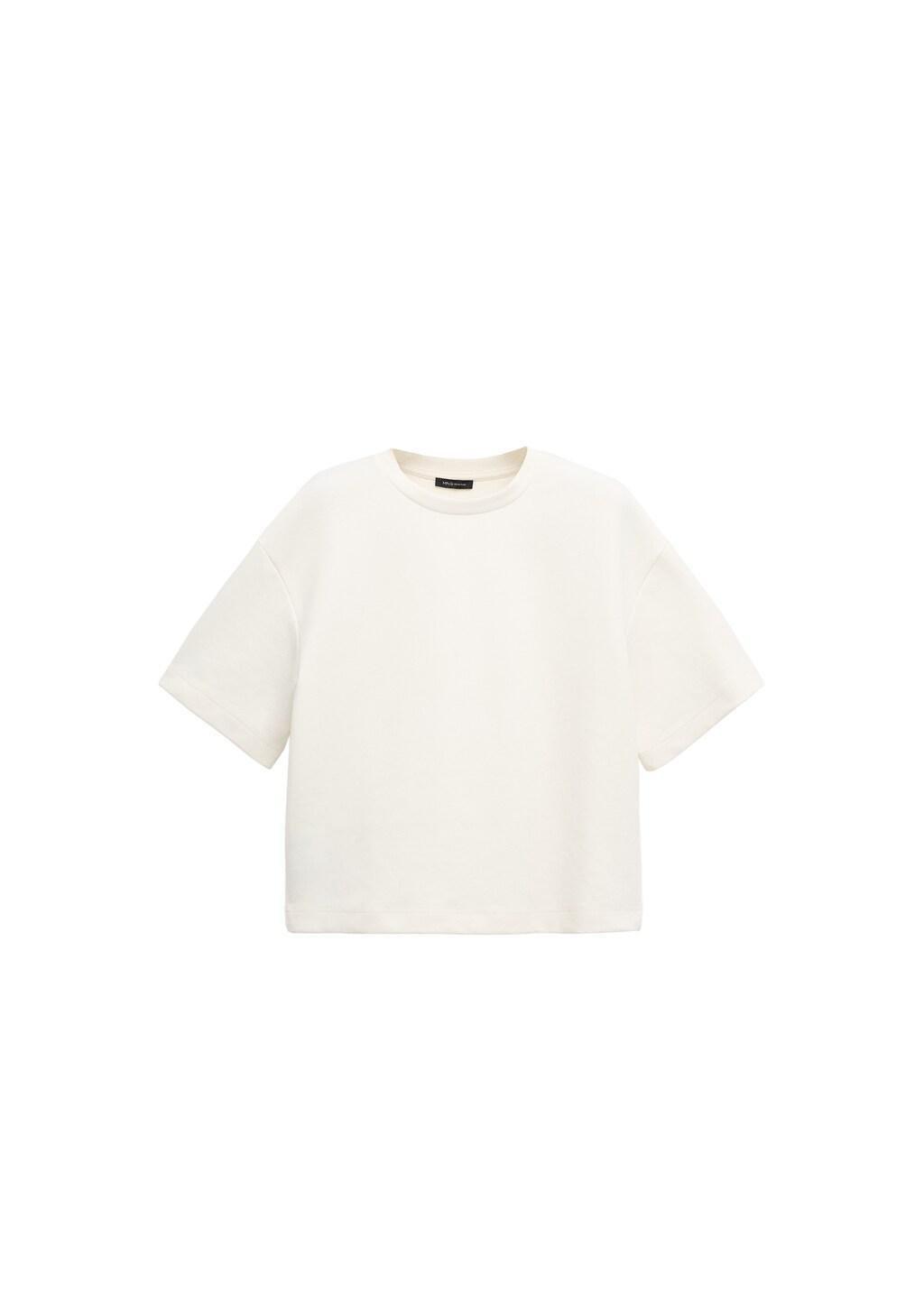 Cream Oversized Cotton T-Shirt, 0201_02, large image number 6