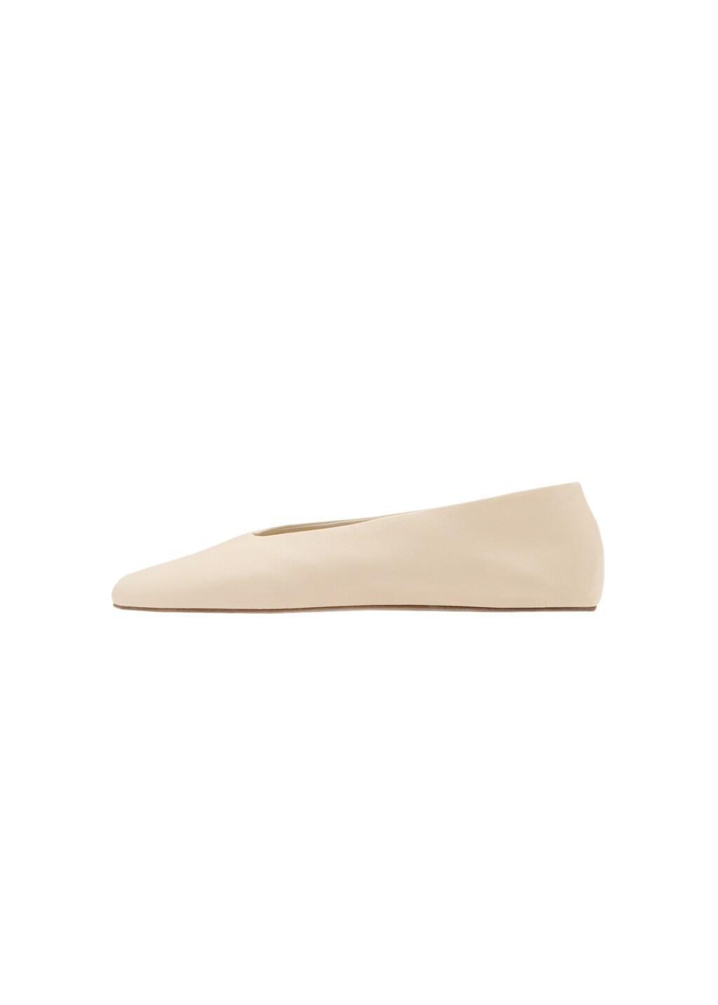 Yellow Leather Ballet Flats, Yellow, large image number 3