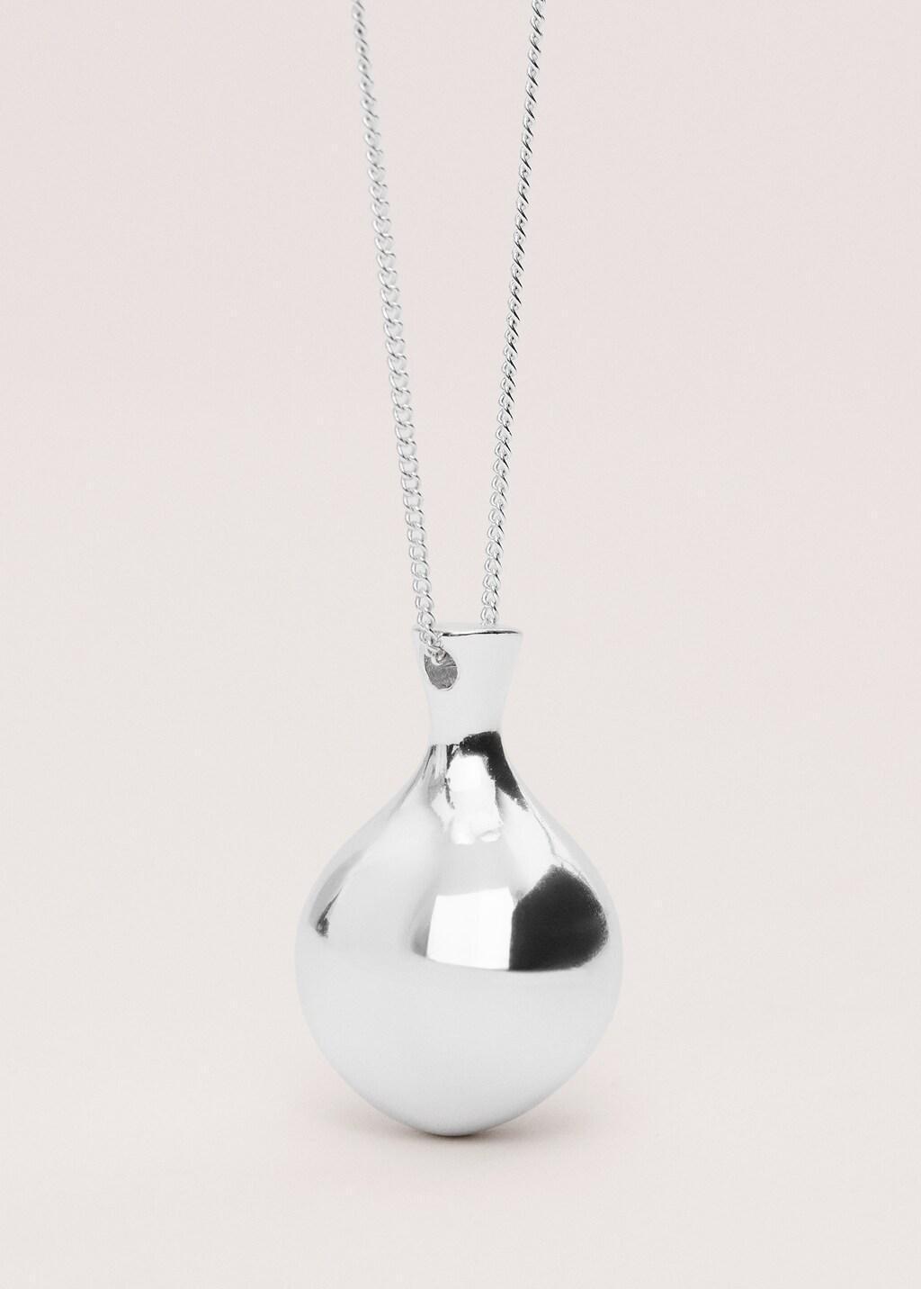 Silver Sphere Pendant Necklace, Silver, large image number 2