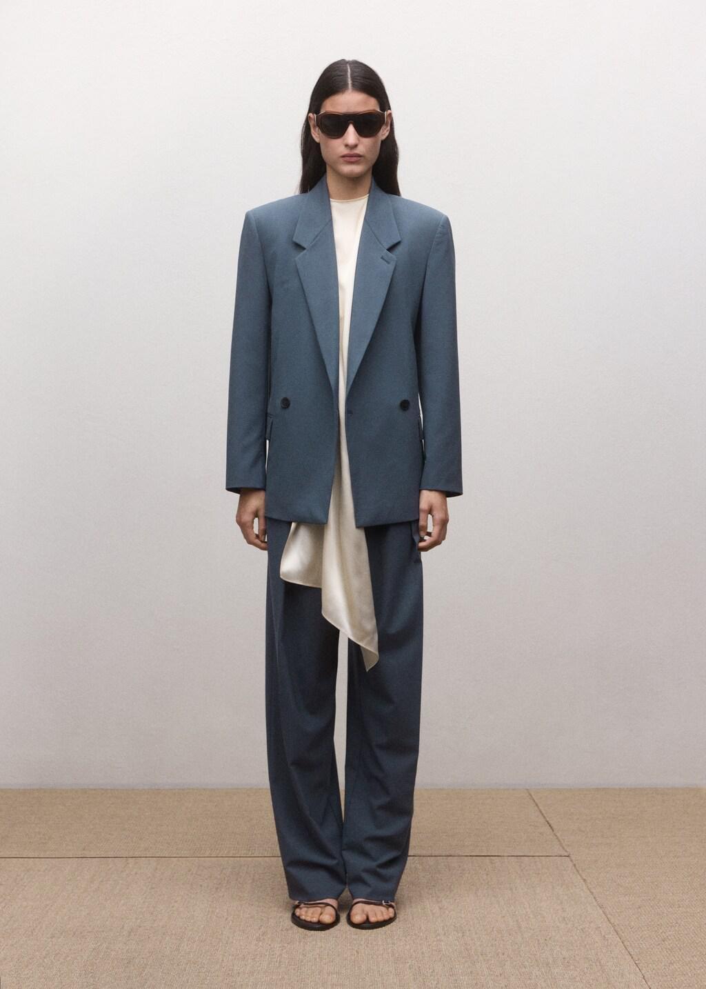 MEDIUM BLUE Wool-blend suit blazer, Medium Blue, large image number 0