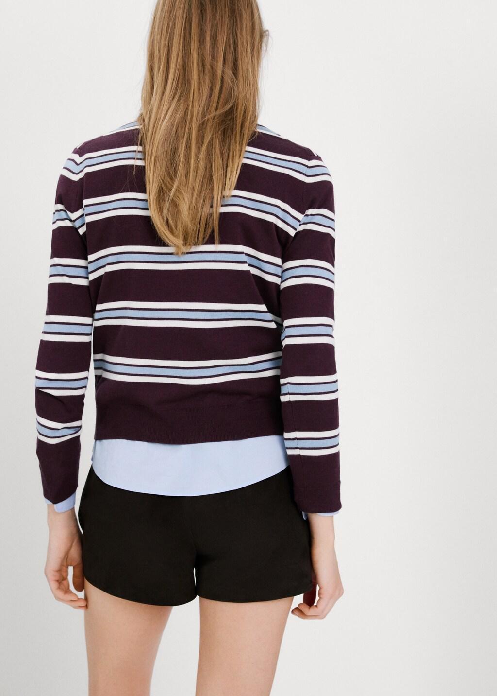 Red Striped Fine Knit Sweater, Dark Red, large image number 2