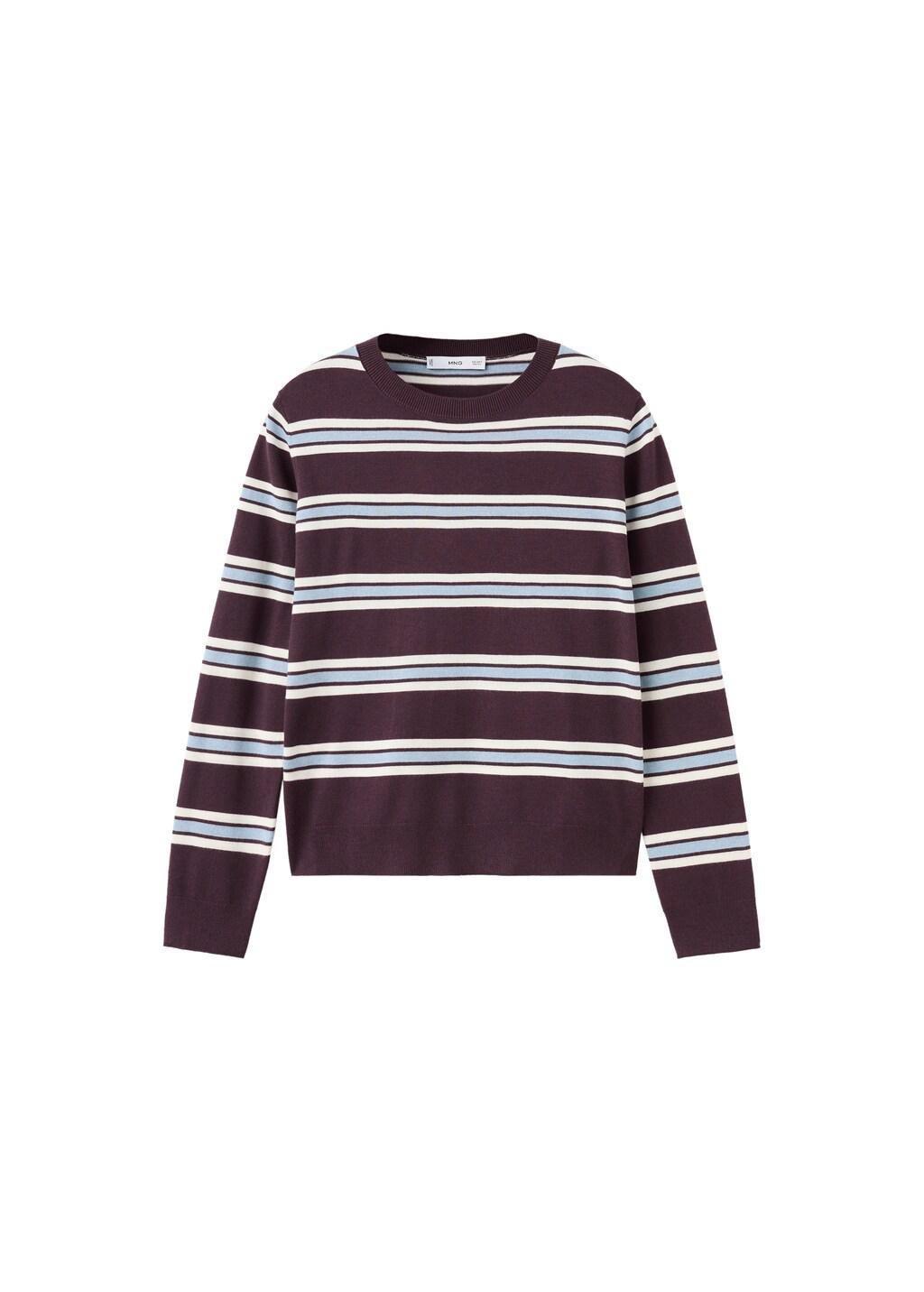 Red Striped Fine Knit Sweater, Dark Red, large image number 7