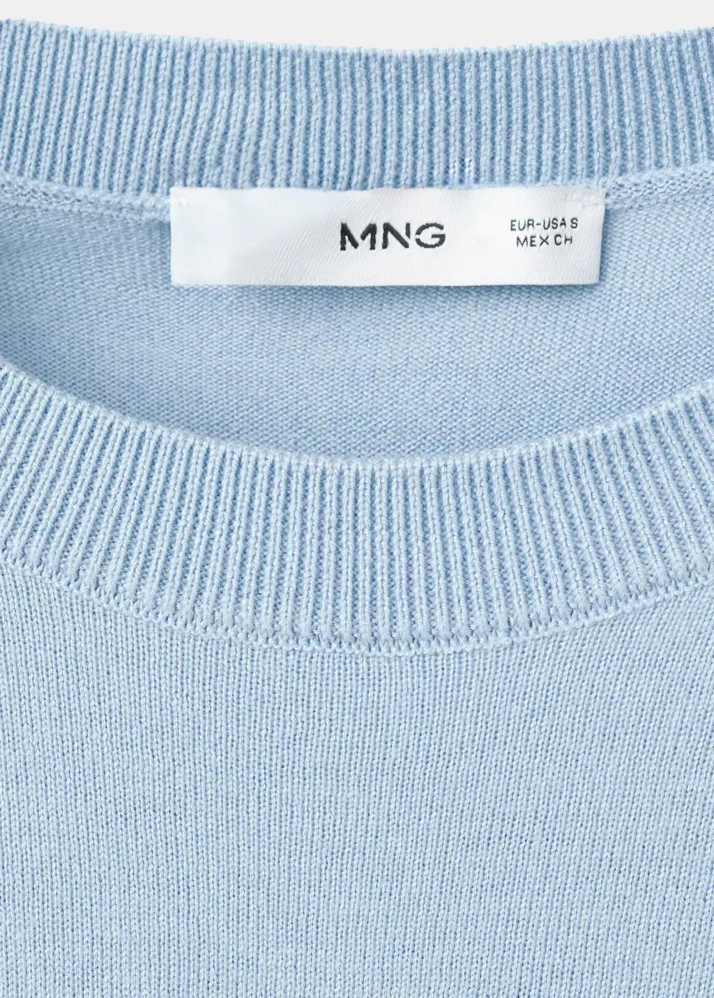Blue Round-Neck Knitted Sweater, Light-Pastel Blue, large image number 1