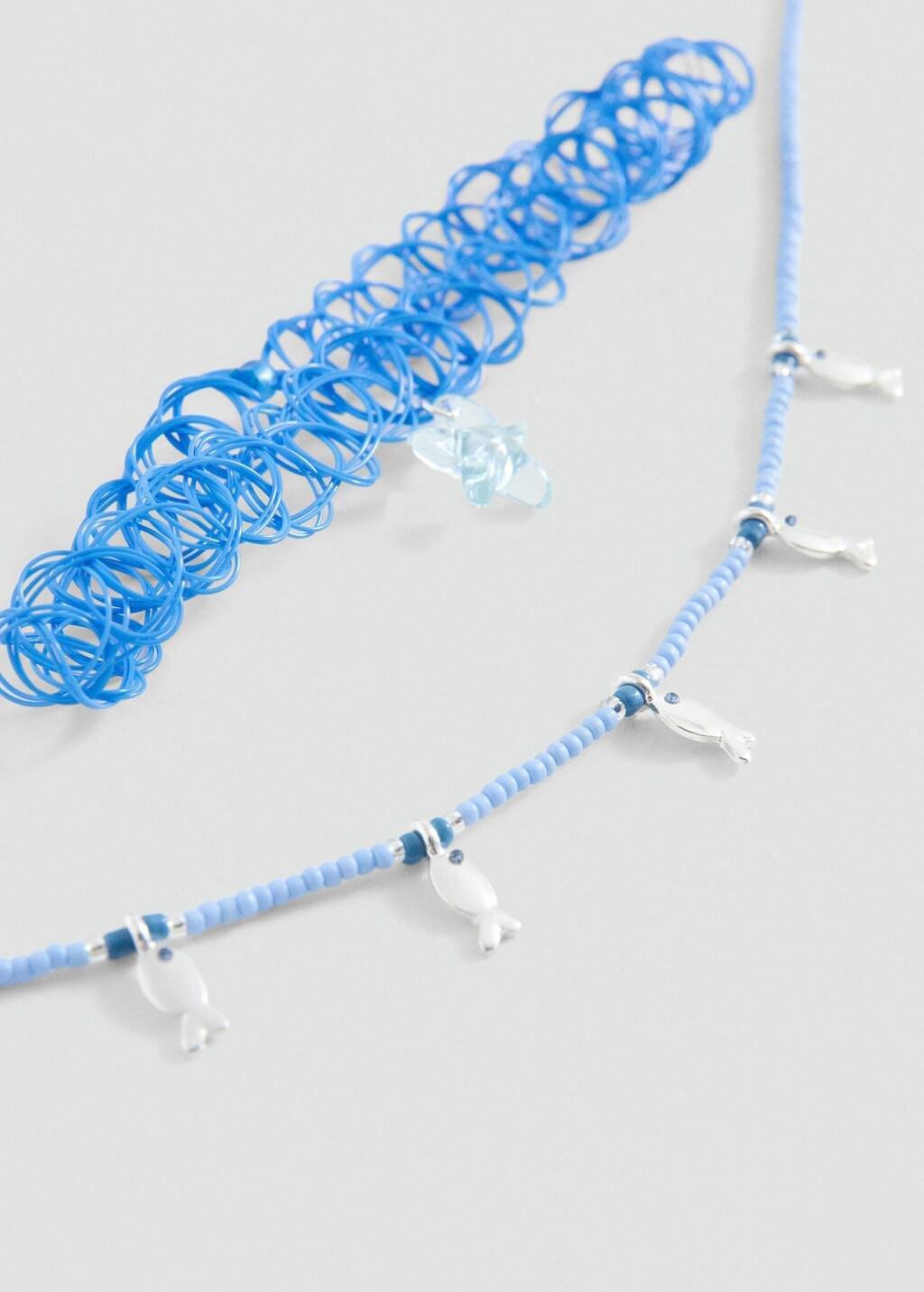 Blue 2 Pack Of Necklaces, Kids Girl, Medium Blue, large image number 0