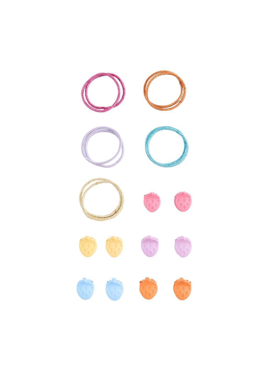 Pink Pack Of Hair Elastics And Clips, Kids Girl, Pink, medium