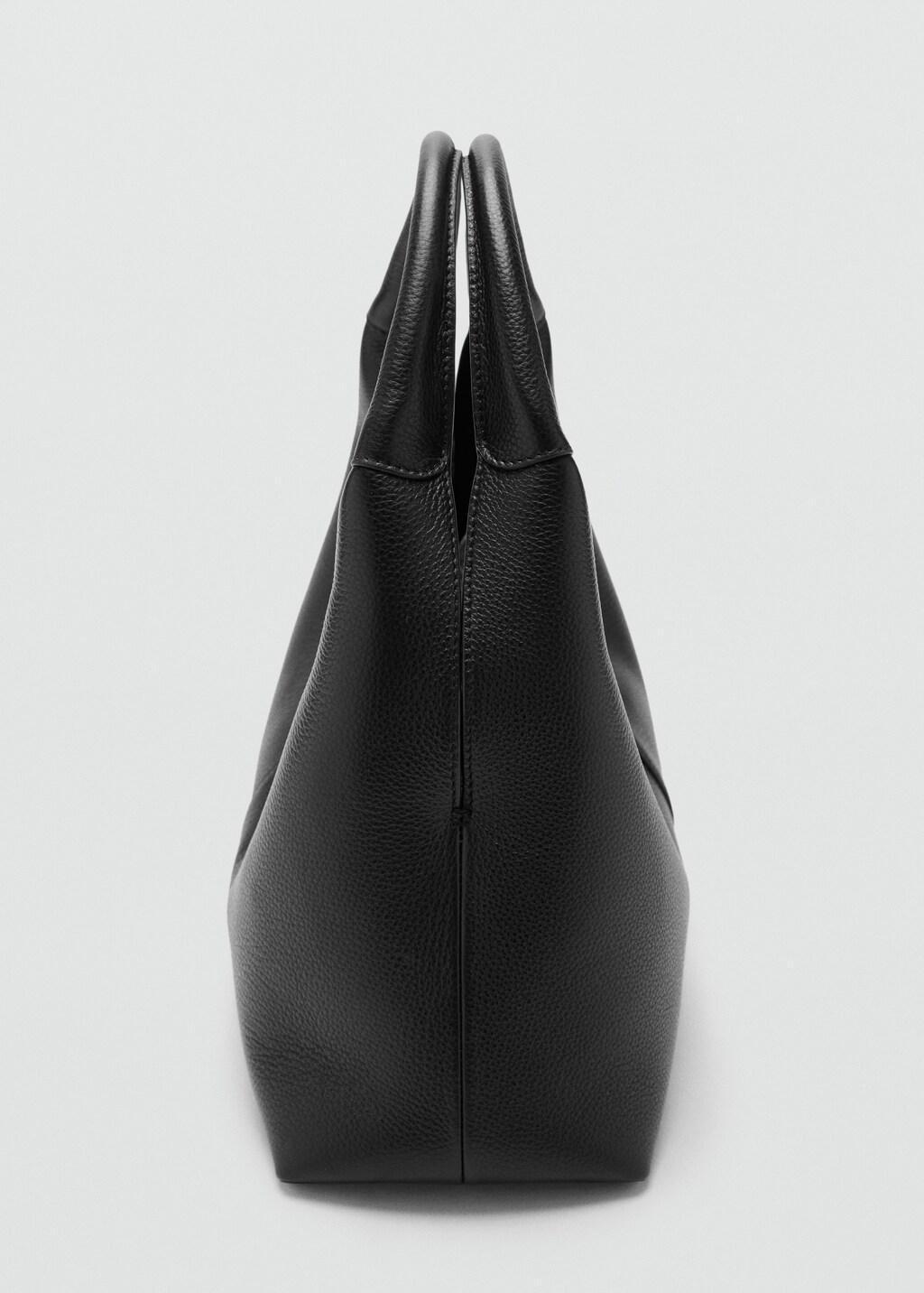 Black Stitched Leather Shoulder Bag, Black, large image number 1