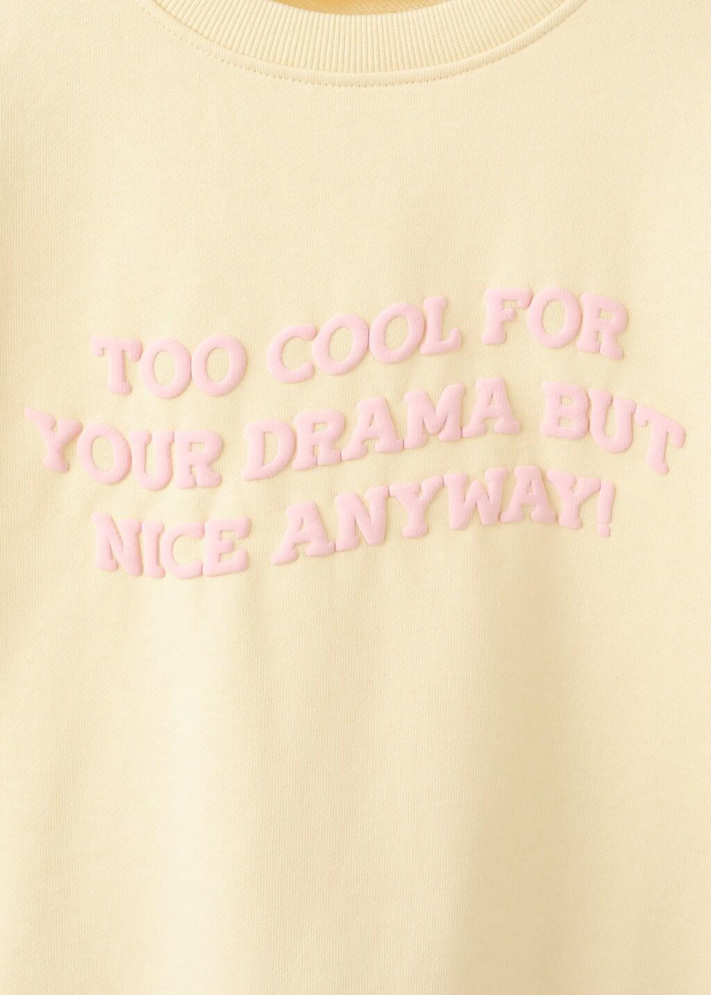 Yellow Cotton Sweatshirt With Text, Kids Girl, Yellow, large image number 0