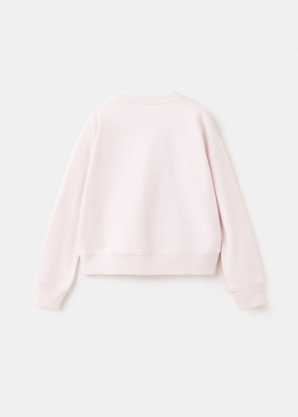 Pink Cotton Sweatshirt With Text, Kids Girl, Pink, large image number 1