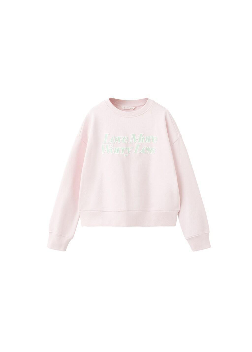 Pink Cotton Sweatshirt With Text, Kids Girl, Pink, large image number 3
