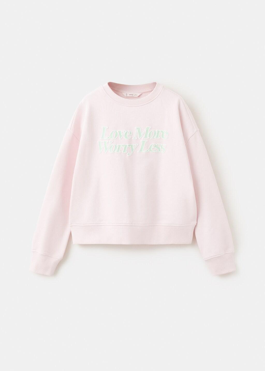 Pink Cotton Sweatshirt With Text, Kids Girl, Pink, large image number 4