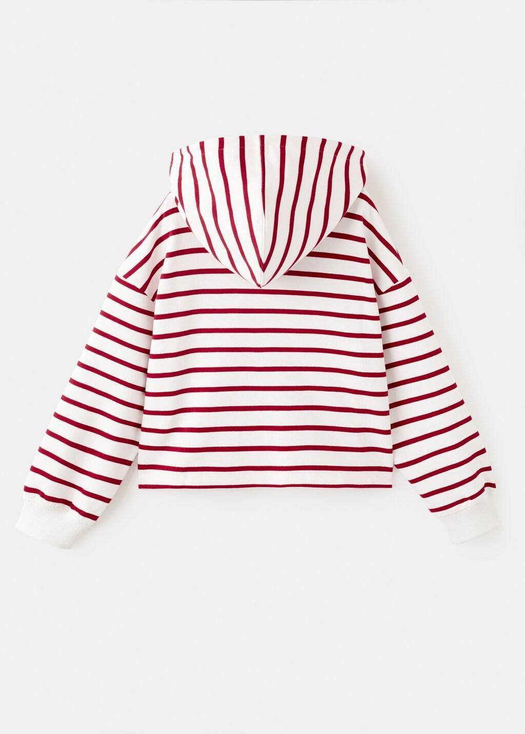 Red Striped Hooded Sweatshirt, Kids Girl, Red, medium