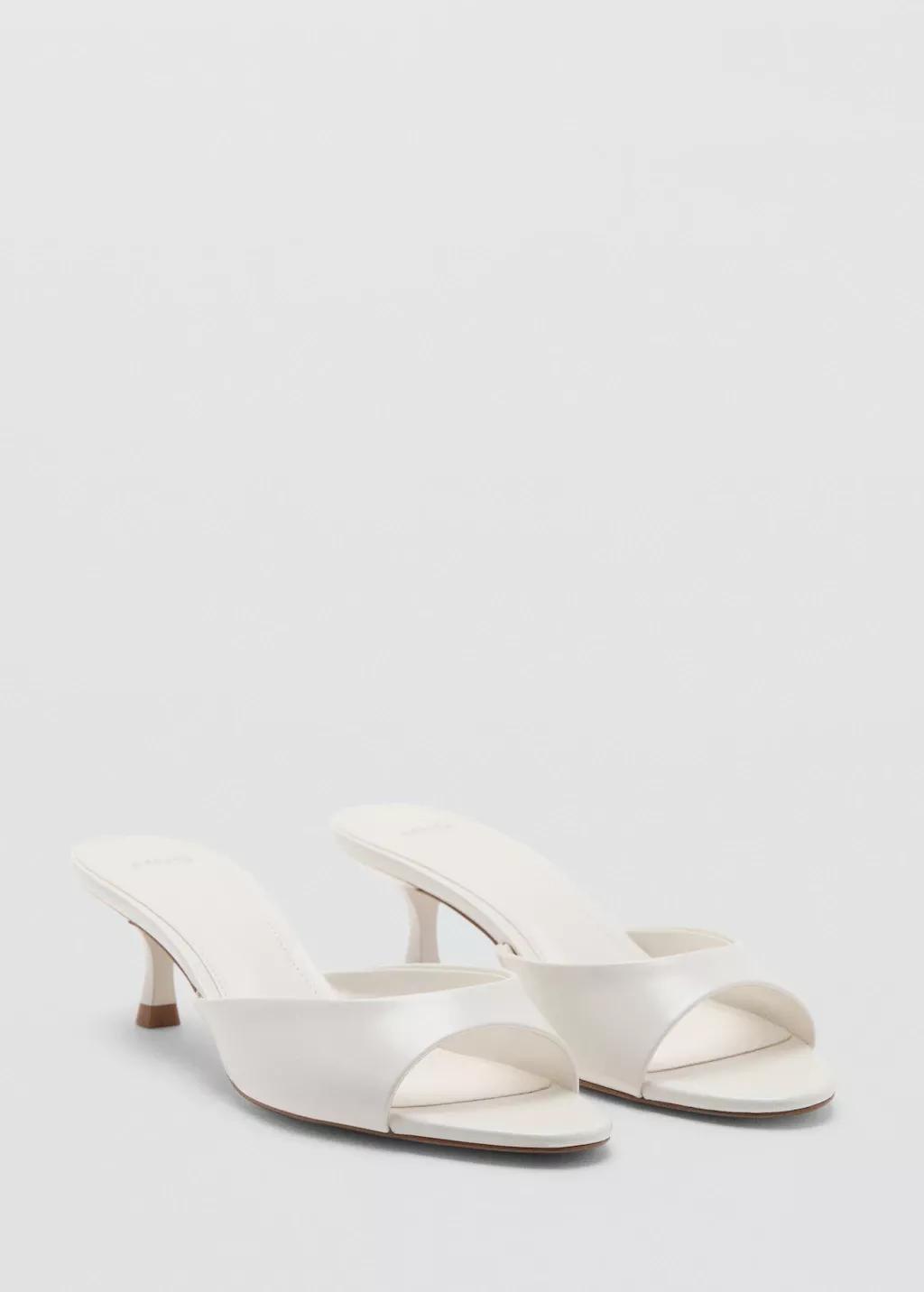 White Kitten-Heel Sandals With Strap, White, large image number 0