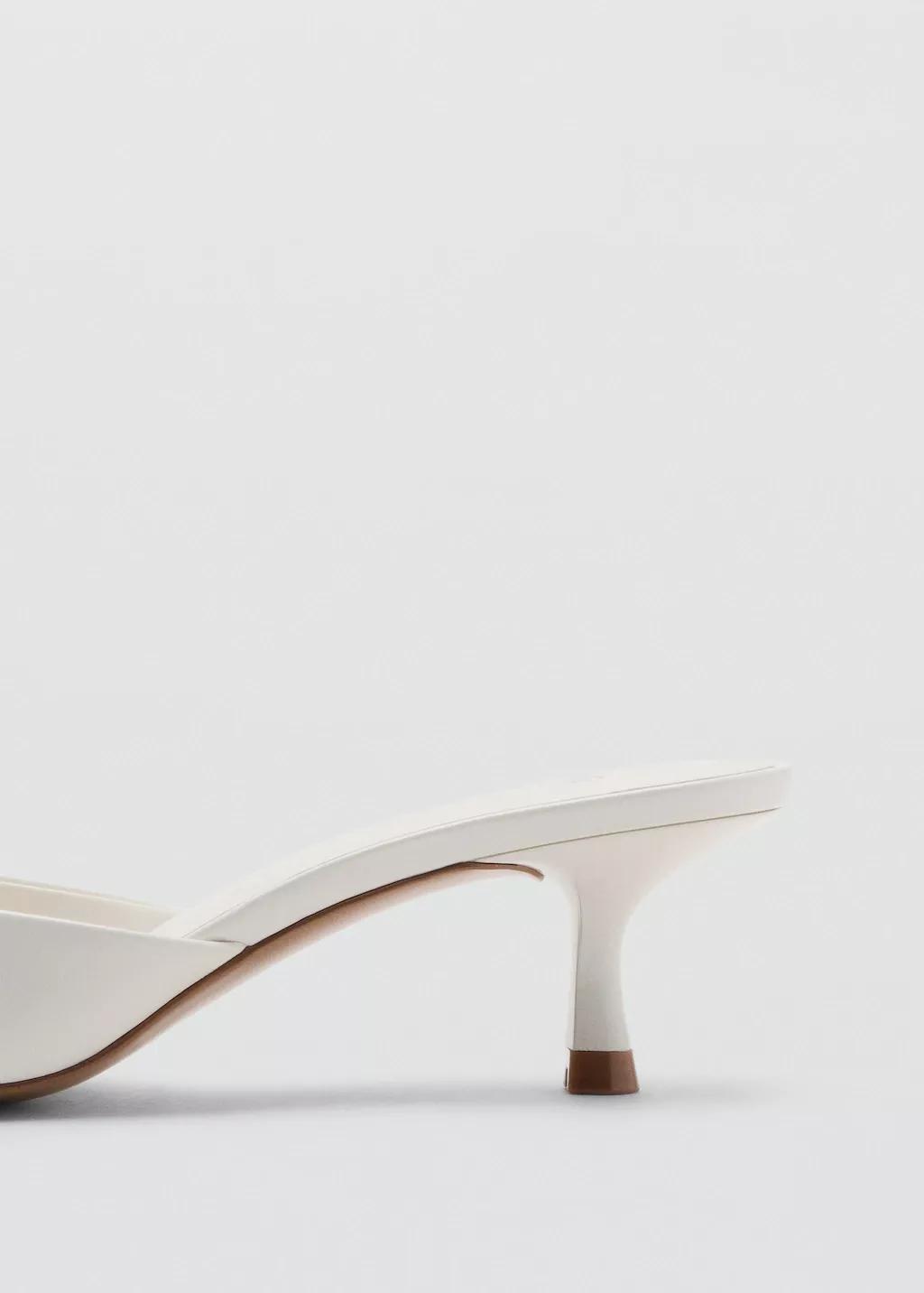 White Kitten-Heel Sandals With Strap, White, large image number 1