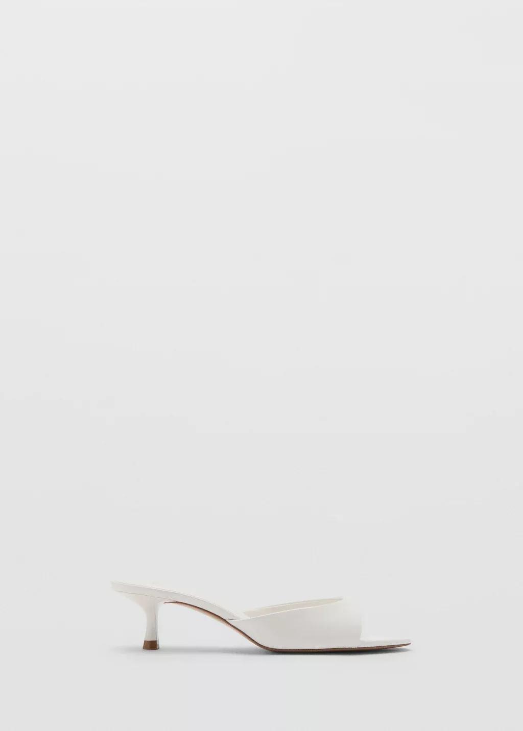 White Kitten-Heel Sandals With Strap, White, large image number 3
