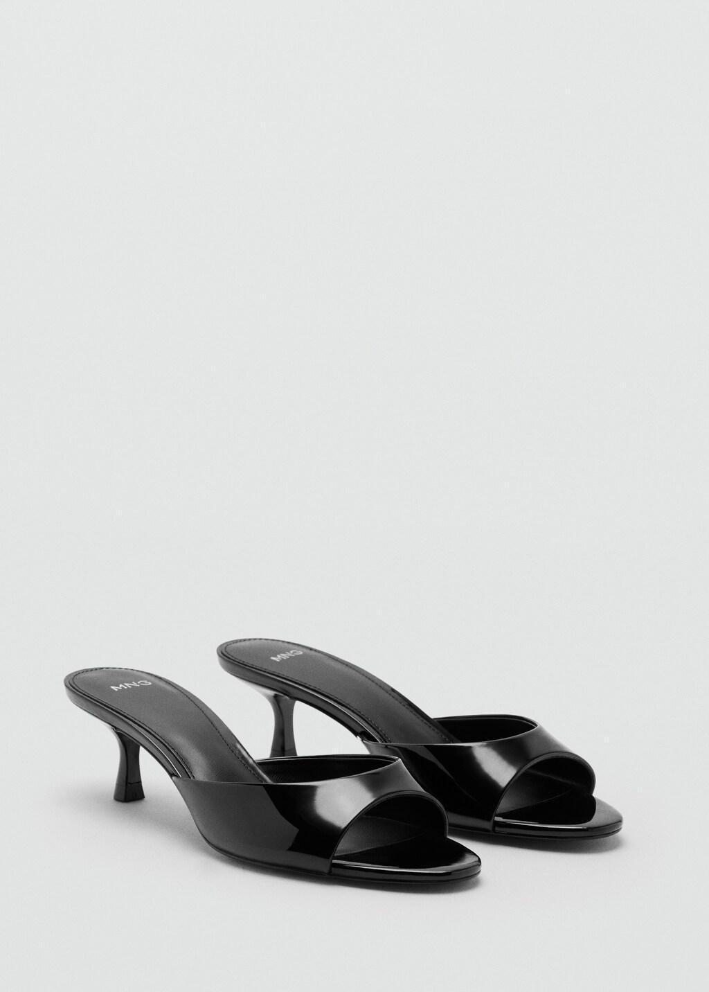 BLACK Kitten-heel sandals with strap, 0201_99, large image number 1