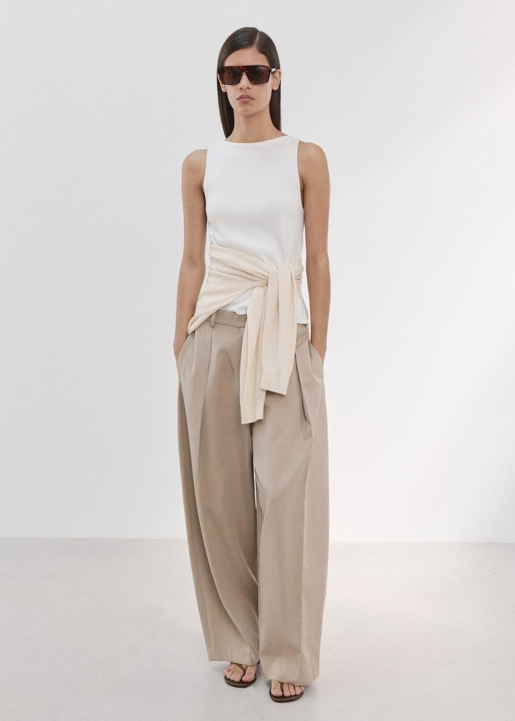 LIGHT BEIGE Fine-knit top, Light Beige, medium