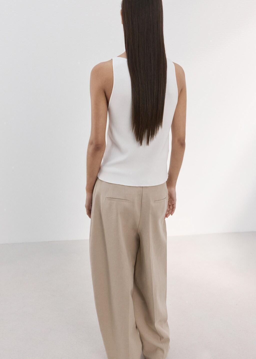 Beige Fine-Knit Top, Light Beige, medium