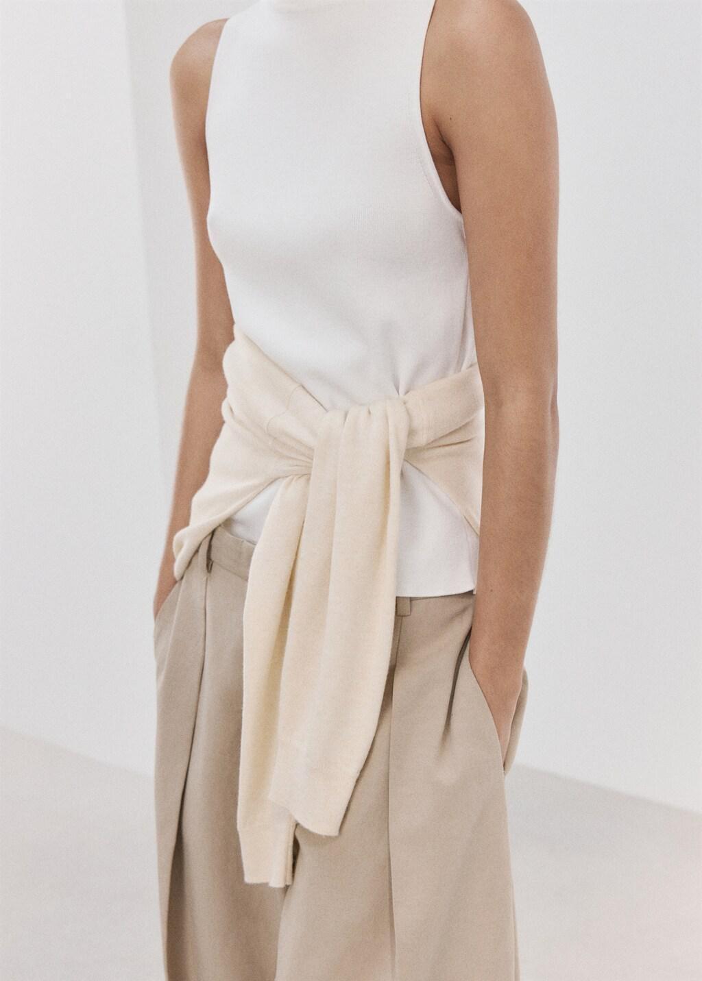 Beige Fine-Knit Top, Light Beige, large image number 5