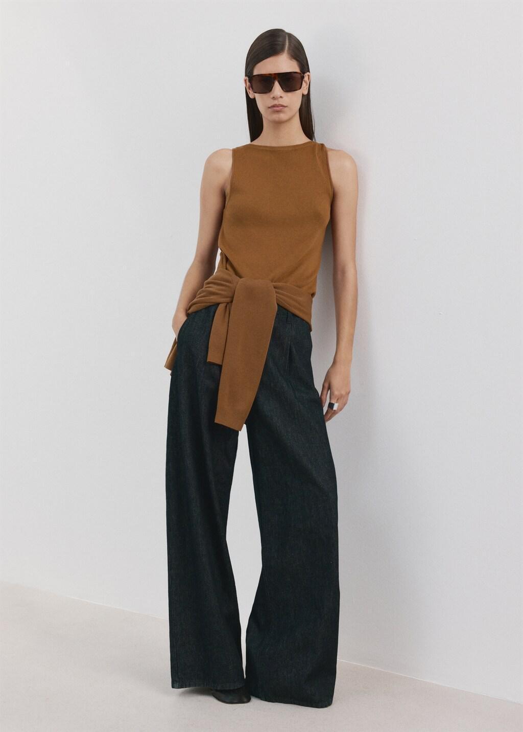 Brown Fine-Knit Top, Dark Brown, medium