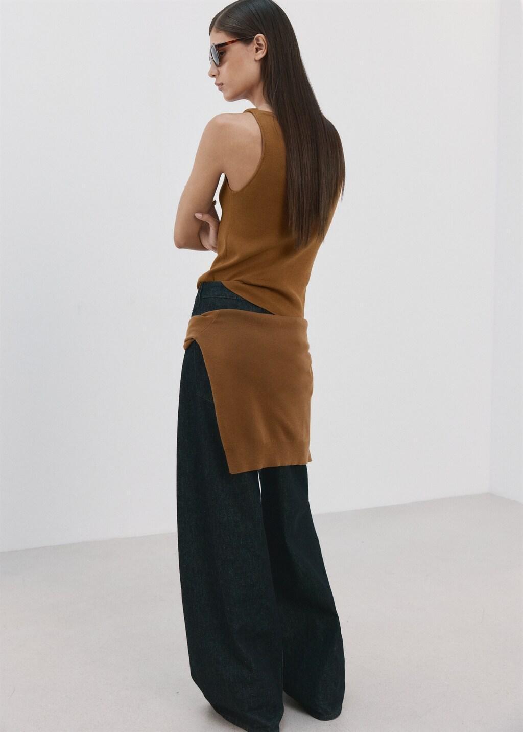 Brown Fine-Knit Top, Dark Brown, large image number 2