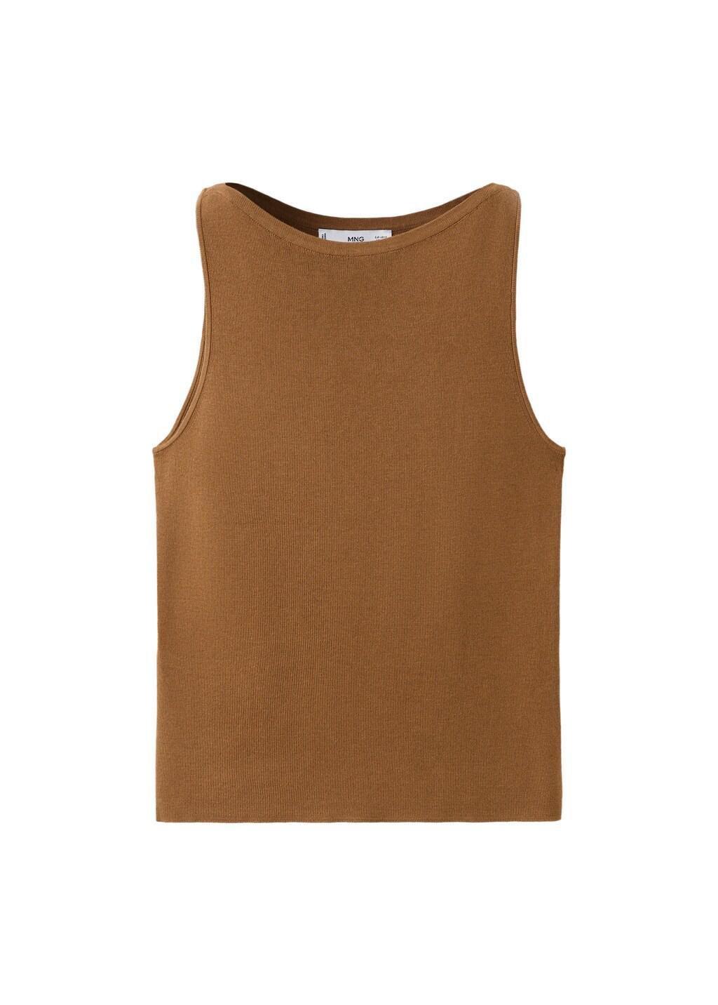 Brown Fine-Knit Top, Dark Brown, large image number 7