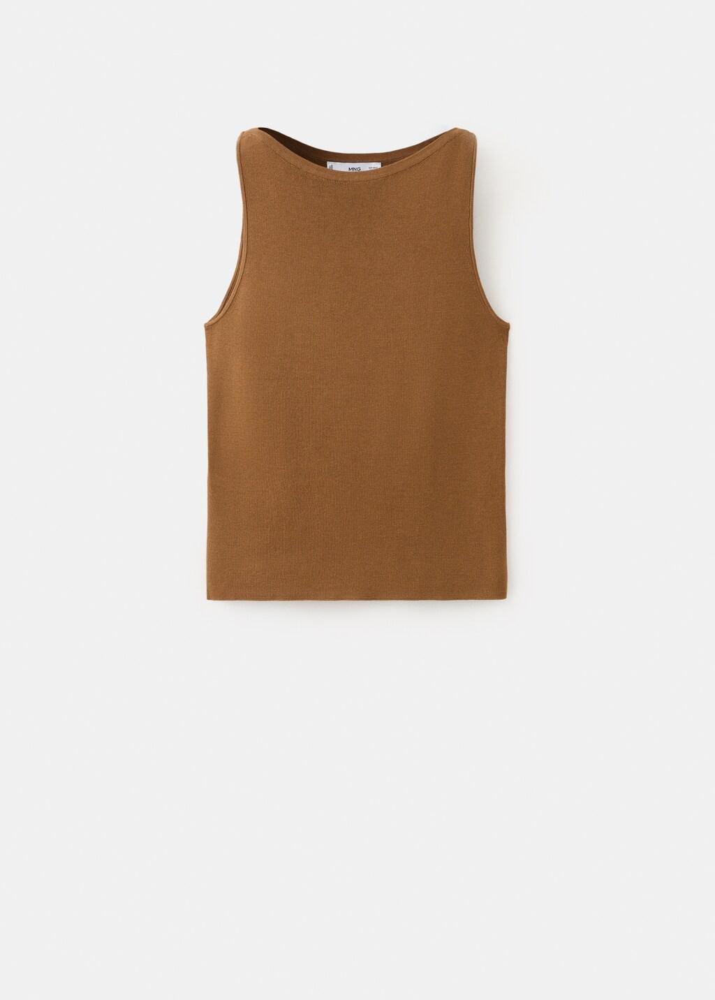 Brown Fine-Knit Top, Dark Brown, large image number 8