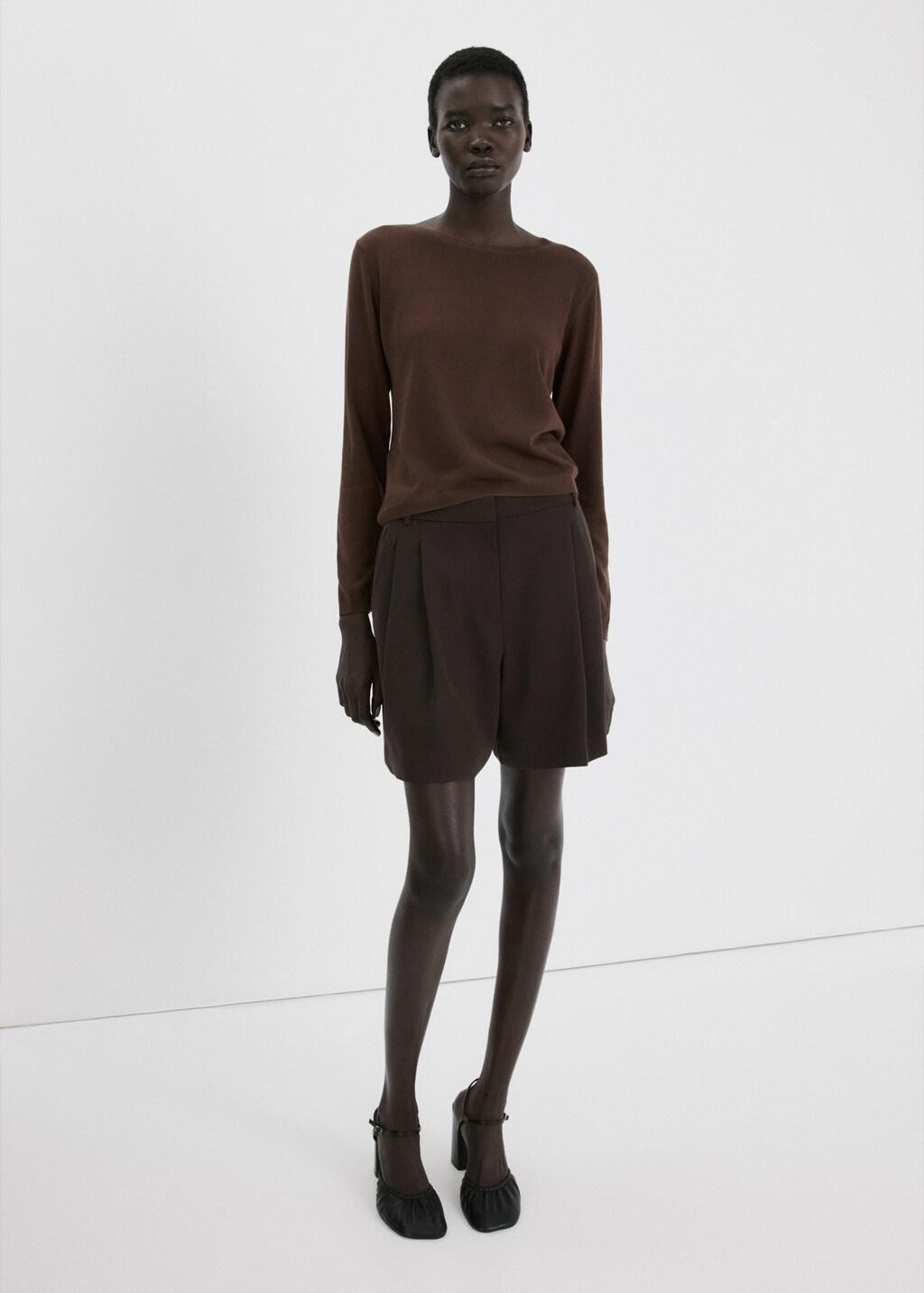 Brown Long-Sleeve Knitted Sweater, Dark Brown, large image number 0