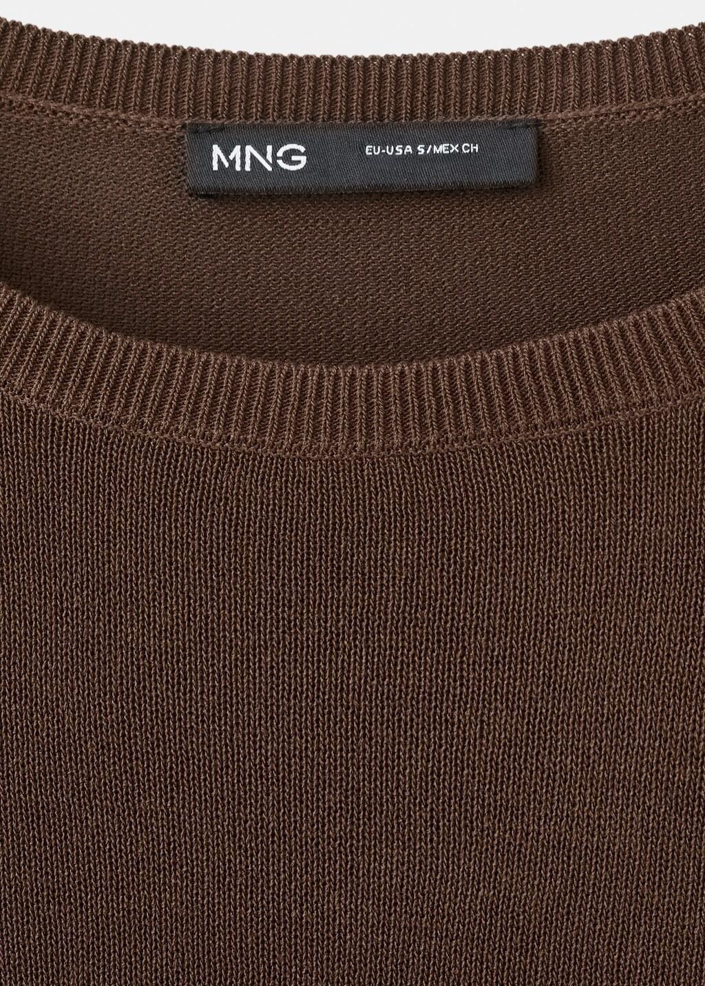 Brown Long-Sleeve Knitted Sweater, Dark Brown, large image number 1