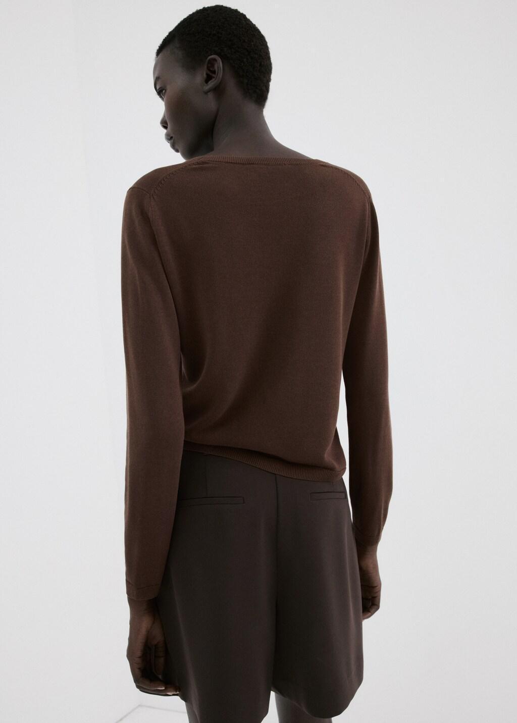 Brown Long-Sleeve Knitted Sweater, Dark Brown, large image number 2