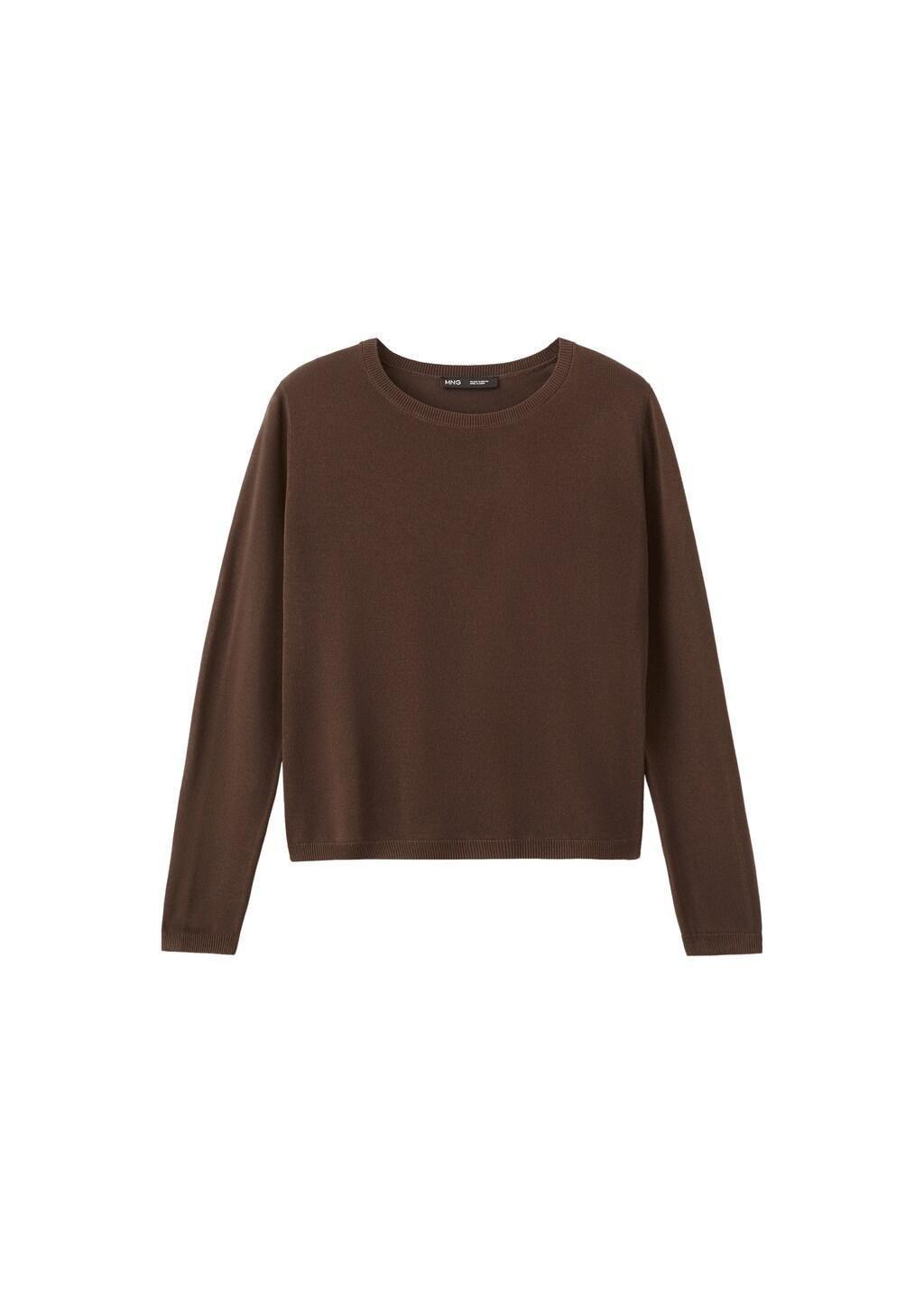 Brown Long-Sleeve Knitted Sweater, Dark Brown, large image number 6