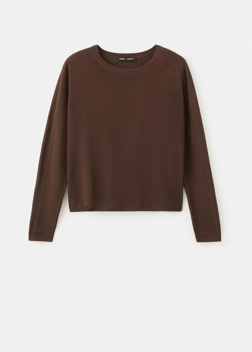 Brown Long-Sleeve Knitted Sweater, Dark Brown, large image number 7
