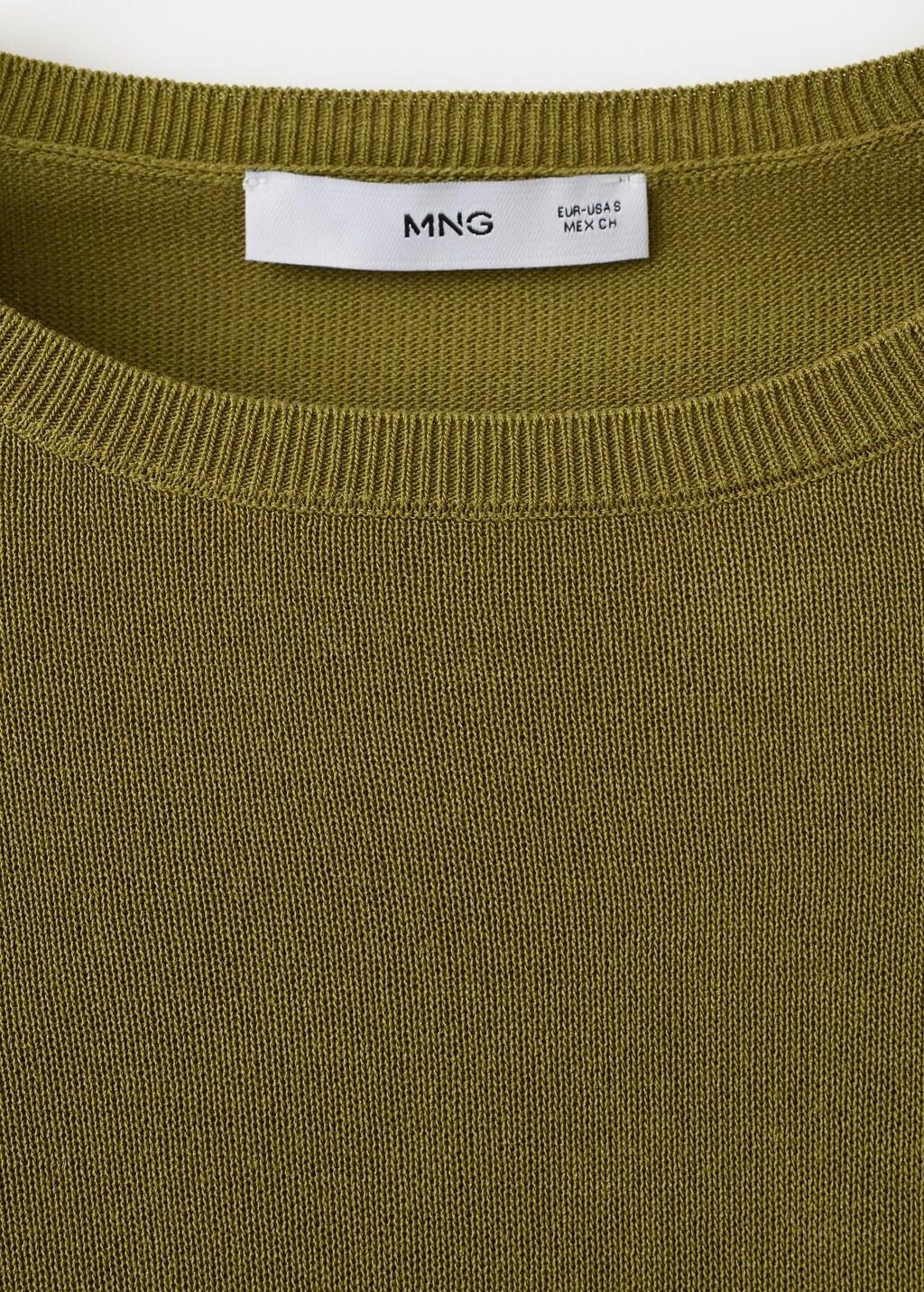 Green Long-Sleeve Knitted Sweater, Green, medium