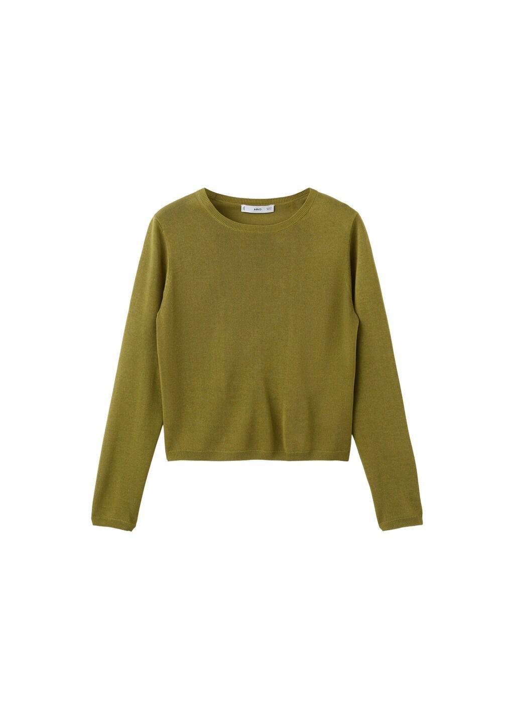 Green Long-Sleeve Knitted Sweater, Green, large image number 8