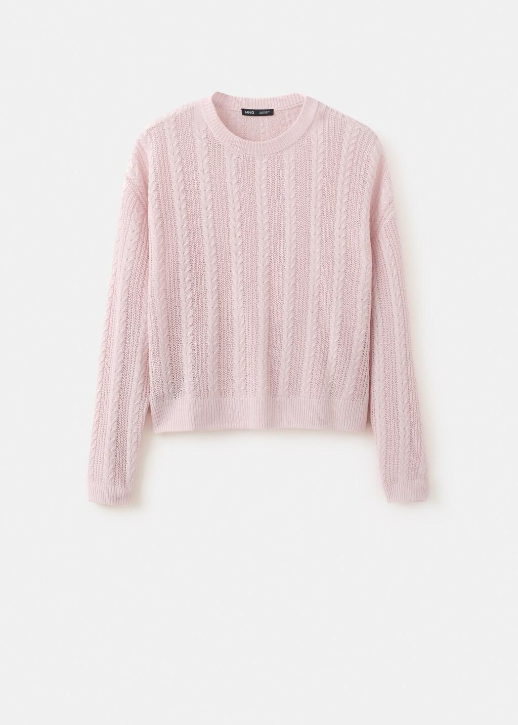 Purple Lt Pastel Openwork Knit Sweater, Light-Pastel Purple, large image number 7