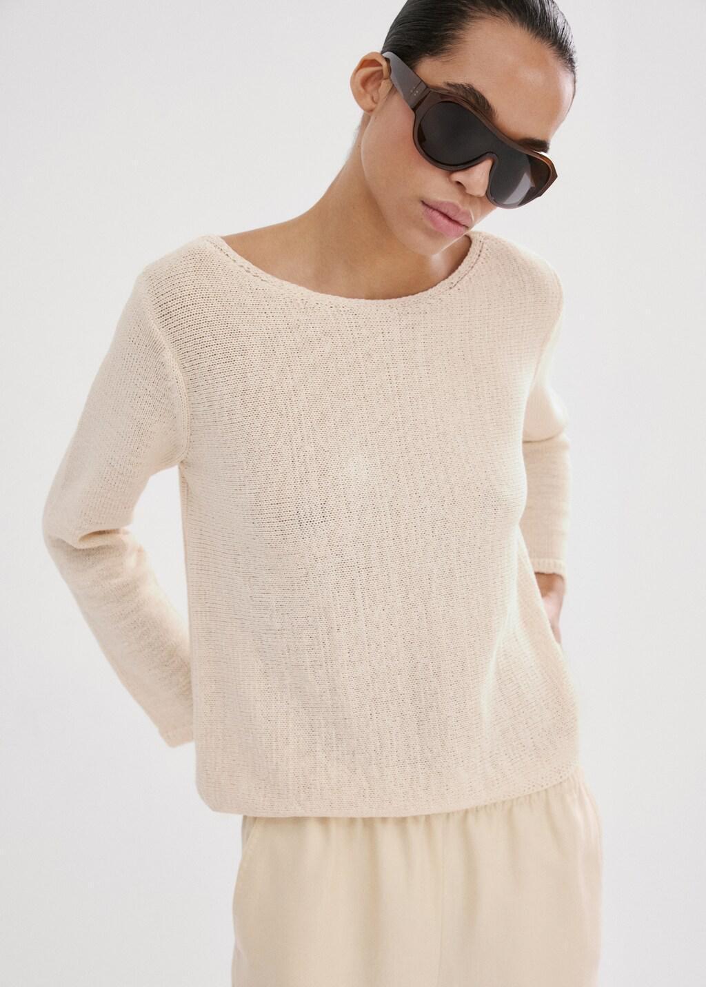 Brown Lt Pastel Long-Sleeve Knitted Sweater, Light Pastel Brown, large image number 3