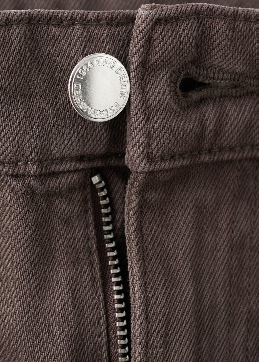 Brown Wide-Leg Jeans With Drawstring, Dark Brown, large image number 1