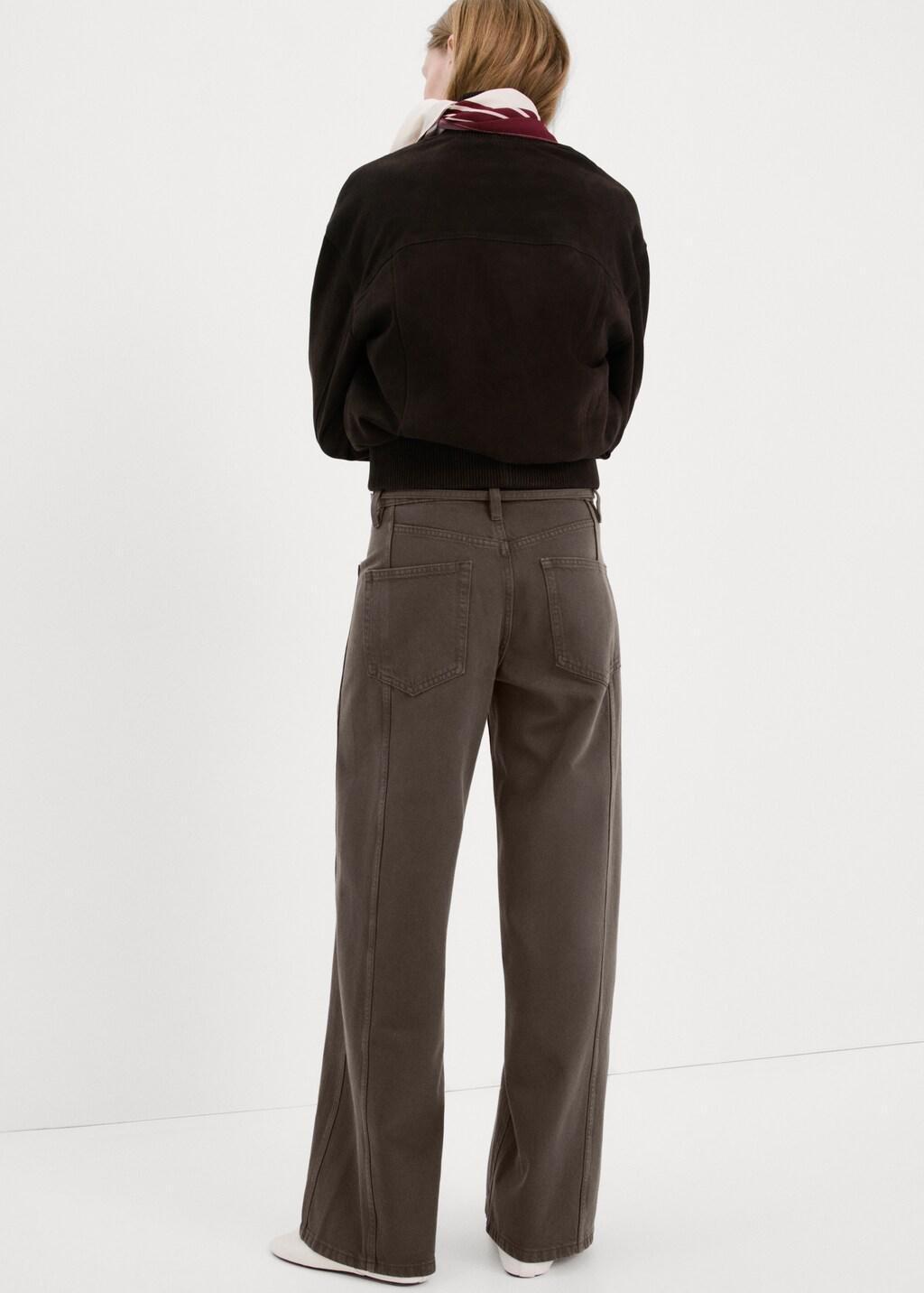 Brown Wide-Leg Jeans With Drawstring, Dark Brown, large image number 2