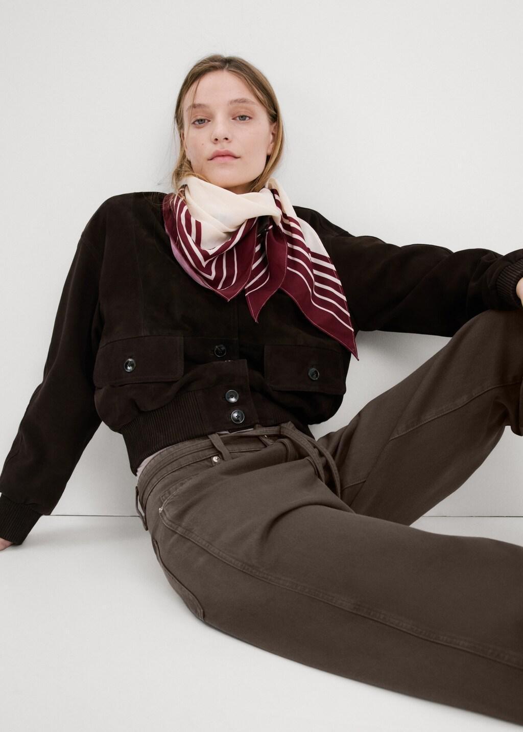 Brown Wide-Leg Jeans With Drawstring, Dark Brown, large image number 4