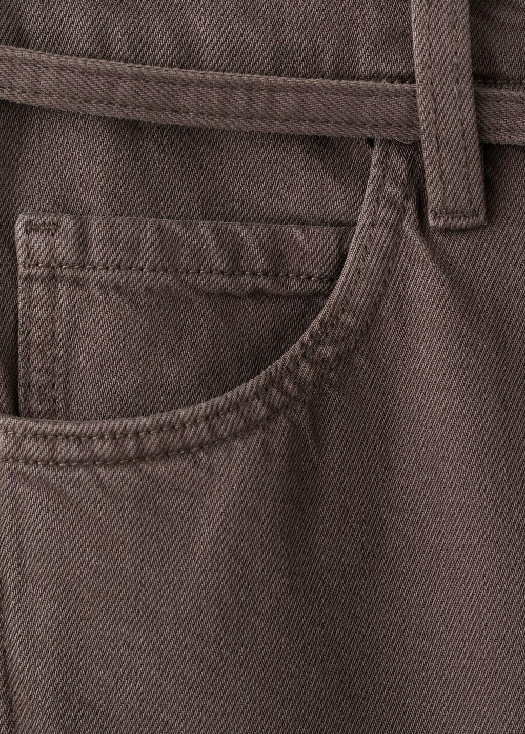 Brown Wide-Leg Jeans With Drawstring, Dark Brown, large image number 5