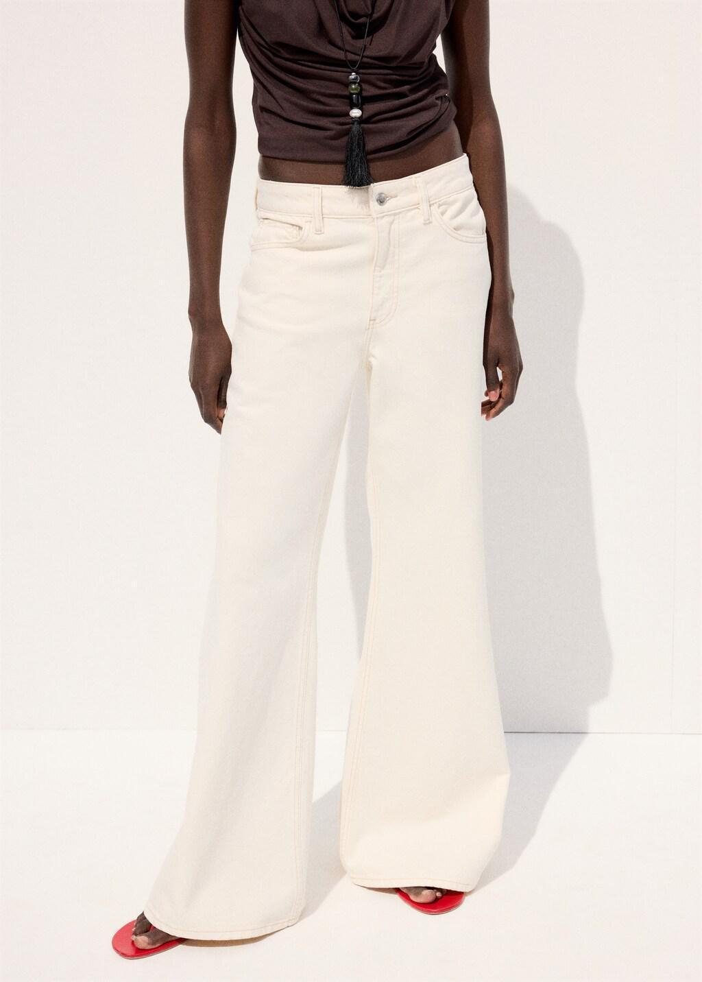 Beige Mid-Rise Flared Jeans, Light Beige, large image number 3