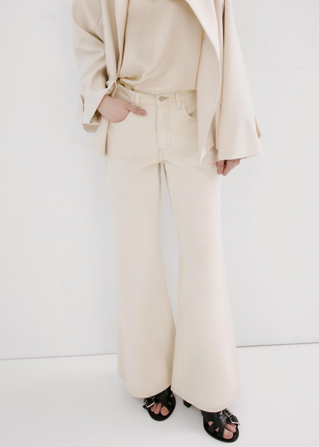 Beige Mid-Rise Flared Jeans, Light Beige, large image number 6