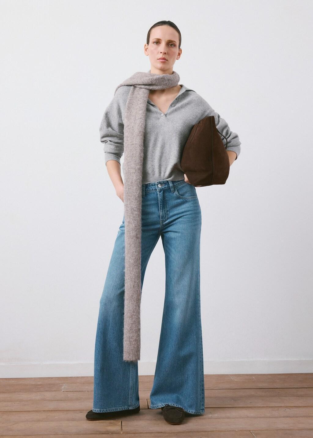 Blue Mid-Rise Flared Jeans, Open Blue, medium