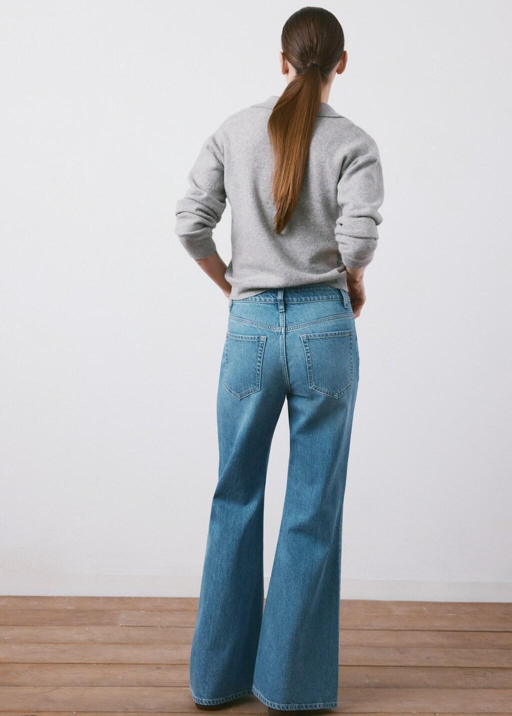 Blue Mid-Rise Flared Jeans, Open Blue, medium