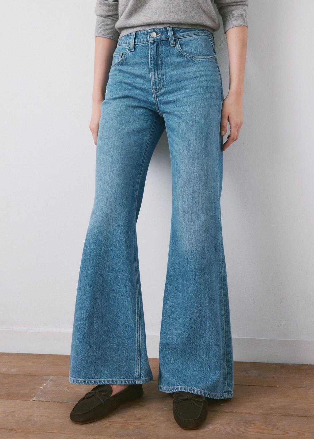 Blue Mid-Rise Flared Jeans, Open Blue, large image number 3
