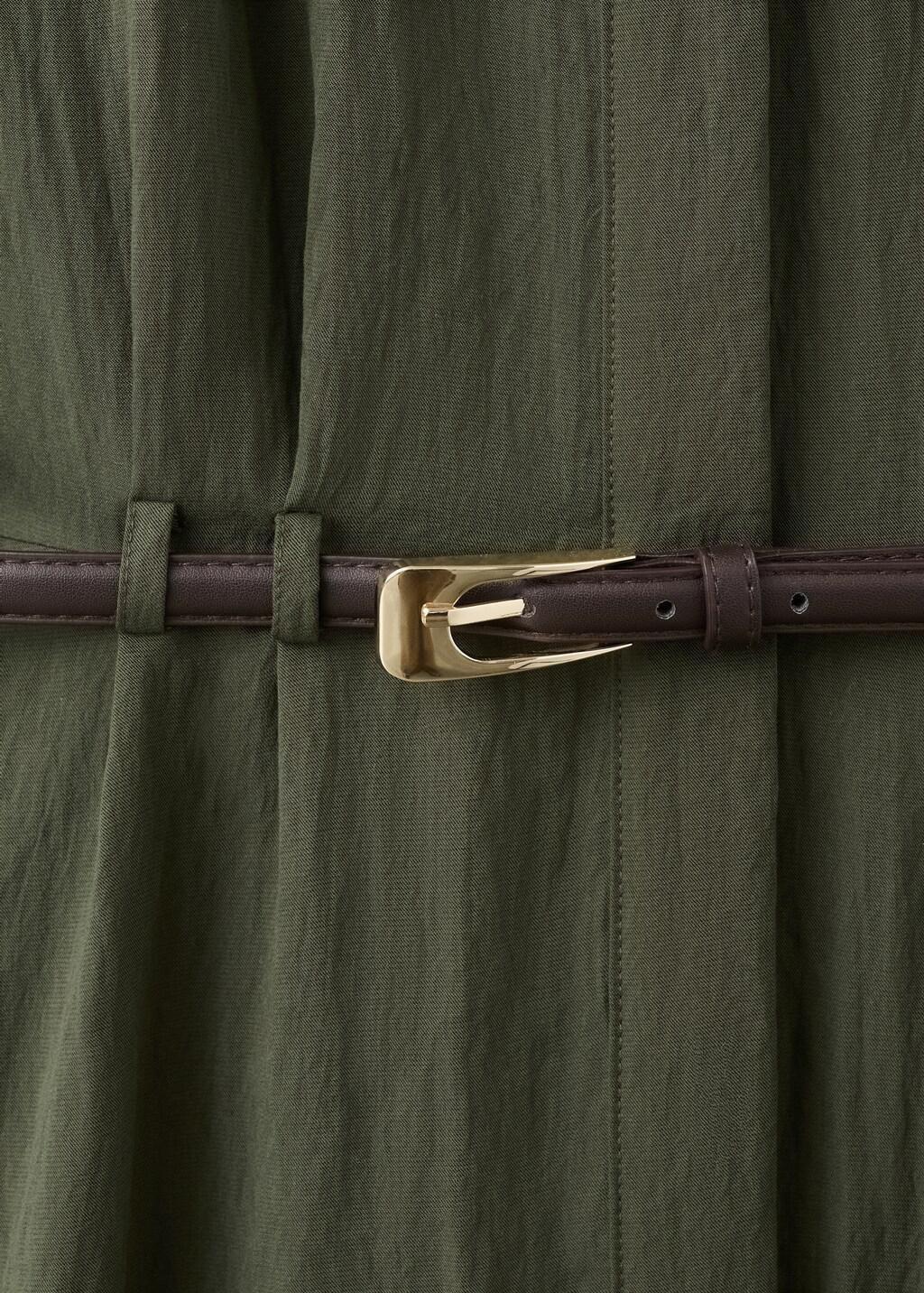 Khaki Lyocell Belted Shirt Dress, Beige - Khaki, large image number 5