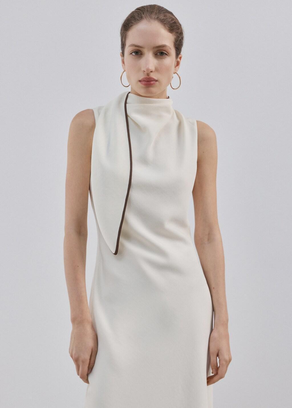 Yellow Scarf Detail Dress, Yellow, large image number 3