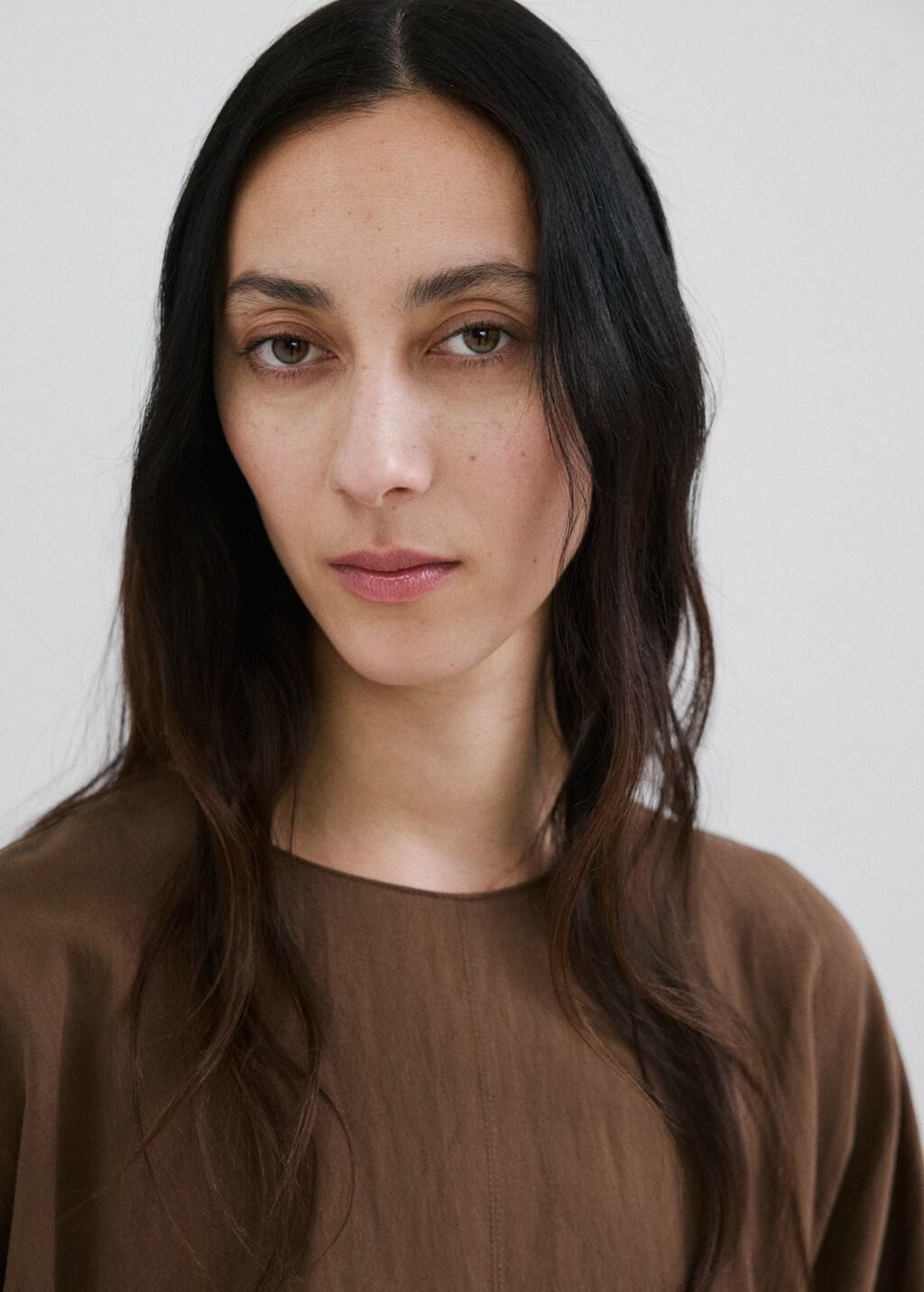 Brown Lyocell Dress With Belt, Brown, large image number 4