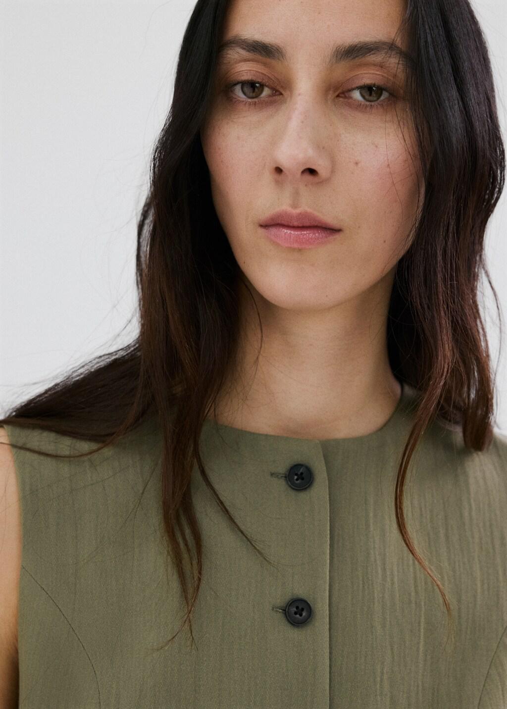 Green Short Buttoned Dress, Green, large image number 4